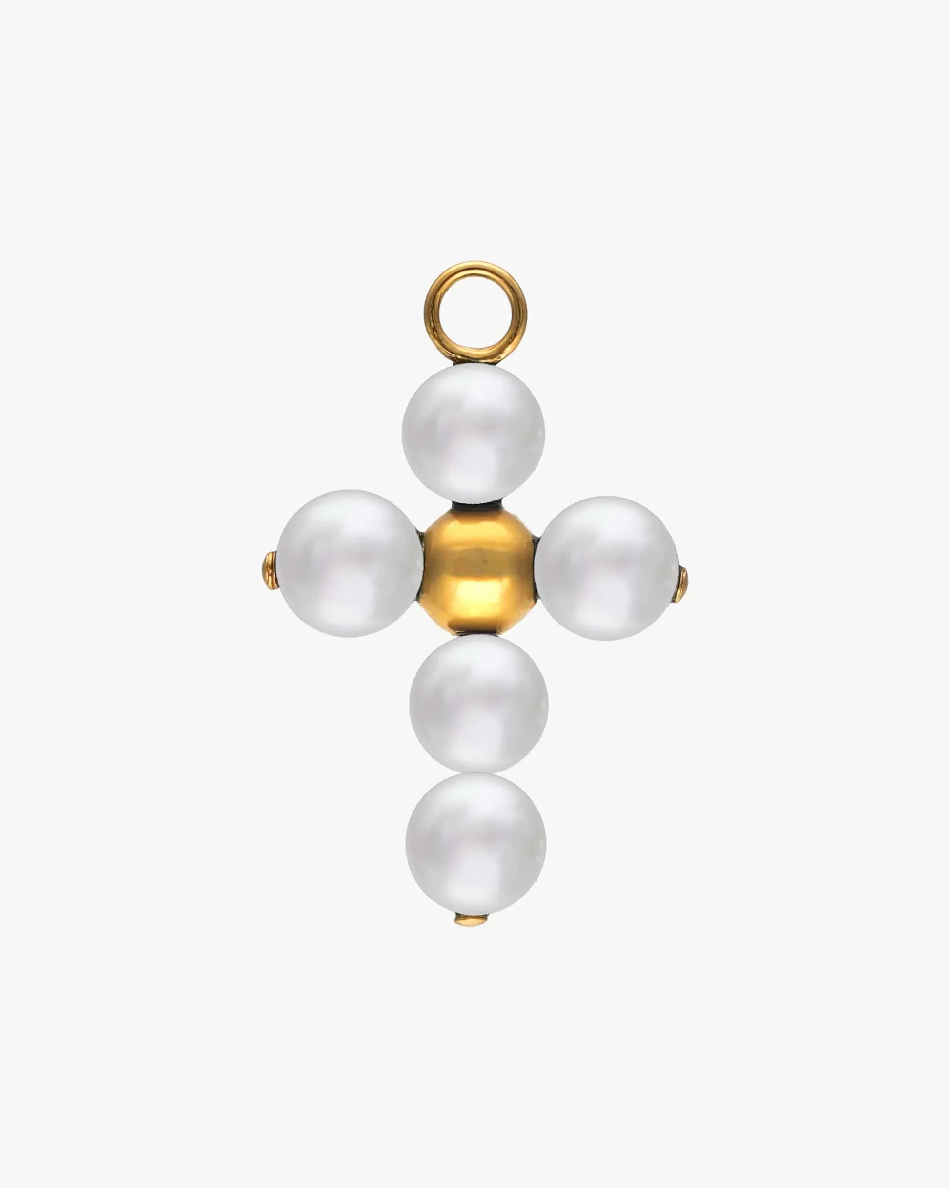 Indrė - Crosses auksinis vėrinys su 6mm perlais