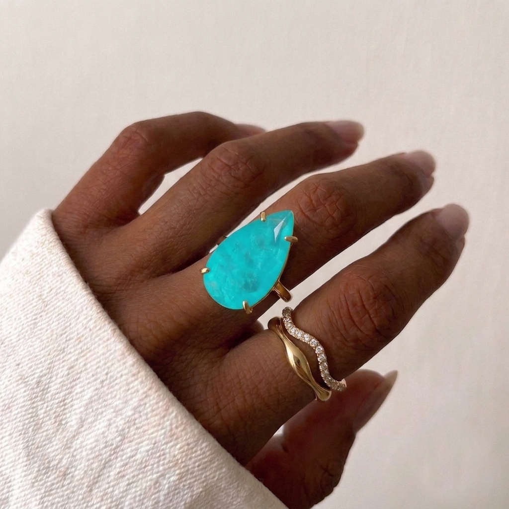 Anastasija - Paraiba kriaušės formos žiedas