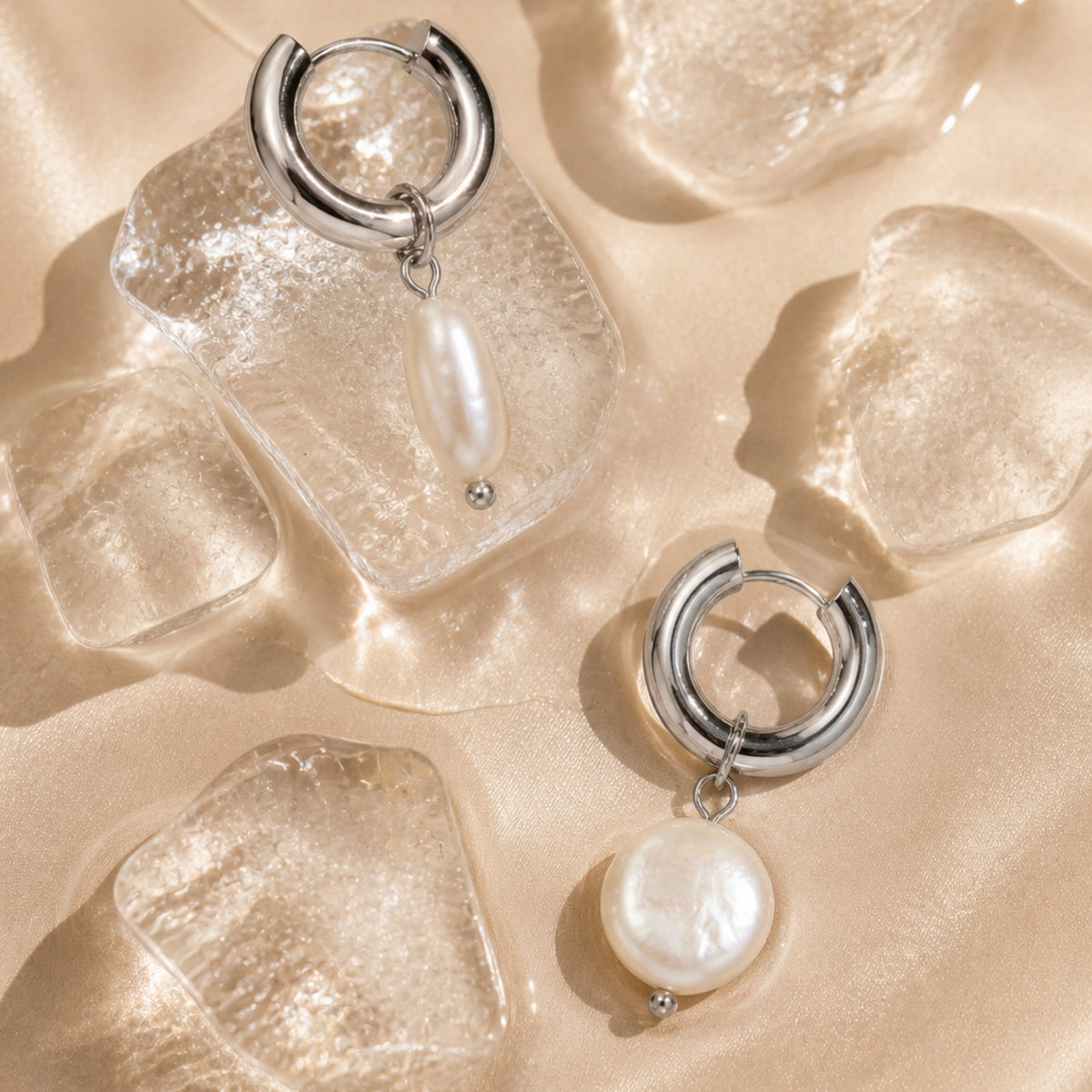 Chunky Pearl Hoops